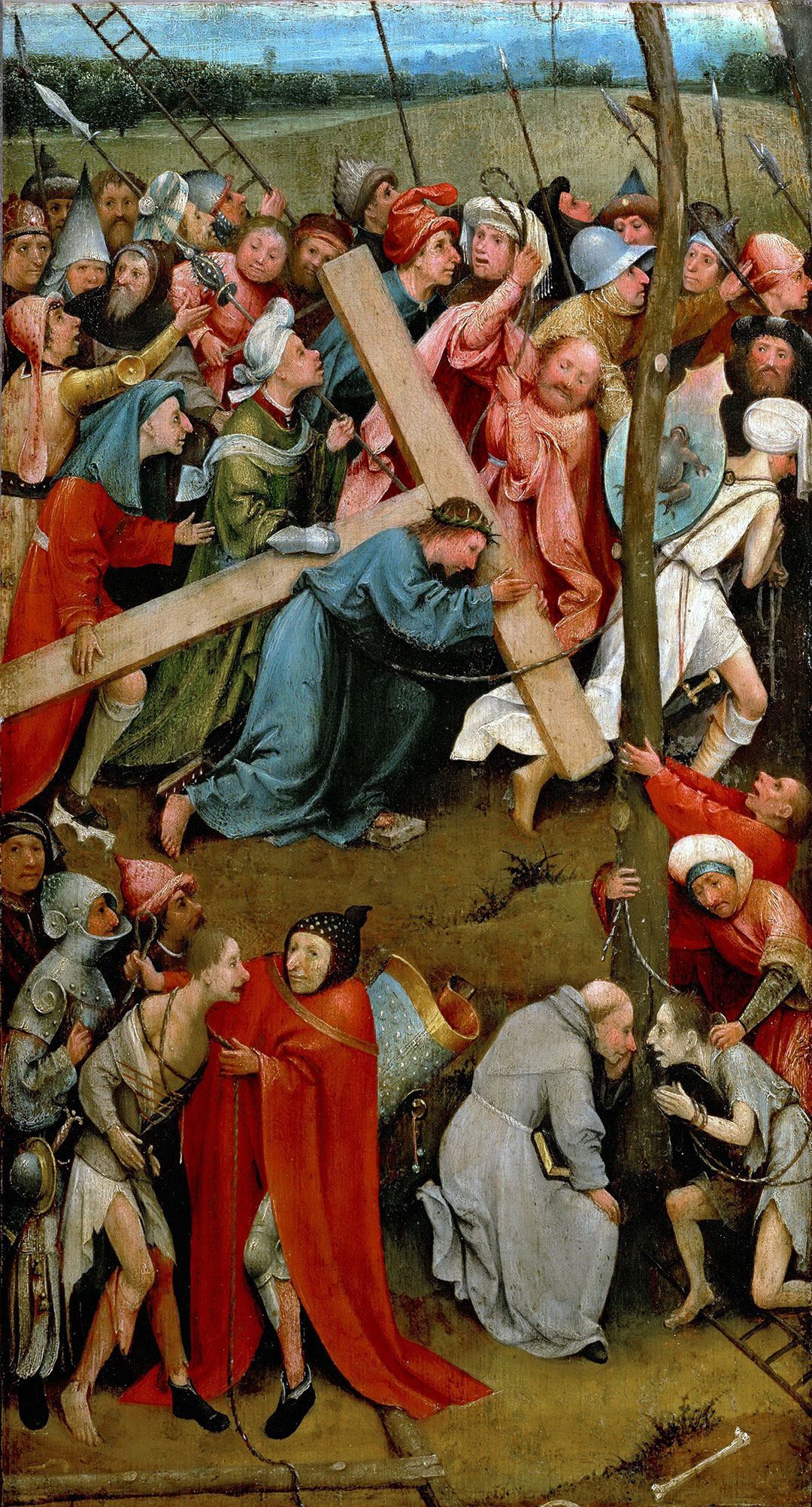 耶罗尼米斯·博斯《Christ Carrying the Cross》，1490年，北方文艺复兴，宗教画，油画，57.2 x 32 cm，Kunsthistorisches Museum, Vienna, Austria