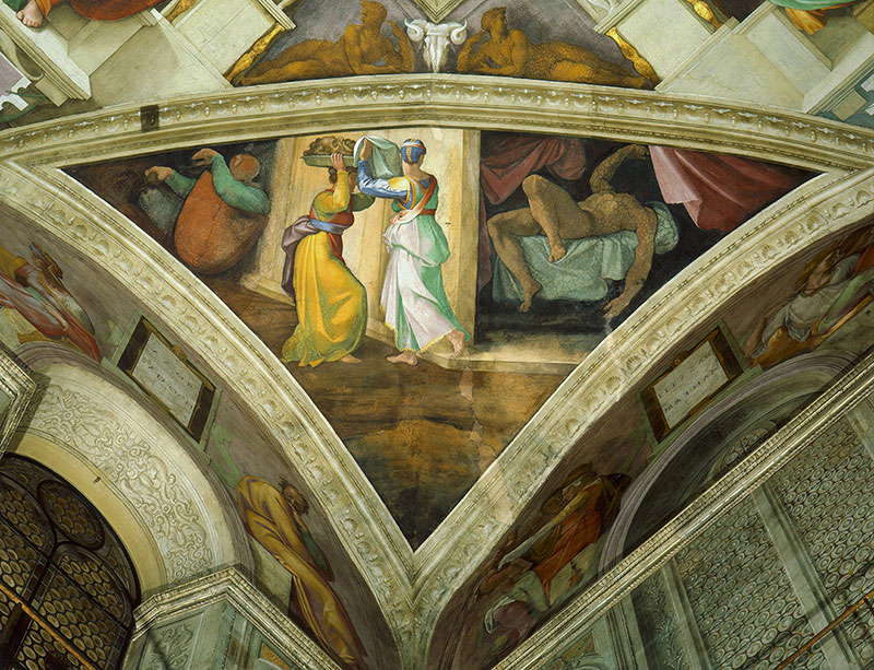 米开朗基罗高清作品《Sistine Chapel Ceiling: Judith Carrying the Head of Holofern》