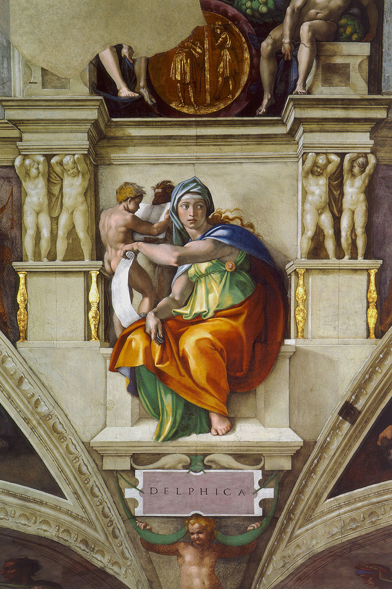 米开朗基罗高清作品《Sistine Chapel Ceiling: The Delphic Sibyl》