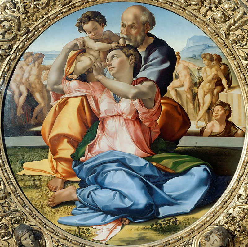 米开朗基罗高清作品《圣家与施洗圣约翰 Uffizi Gallery, Florence, Italy》