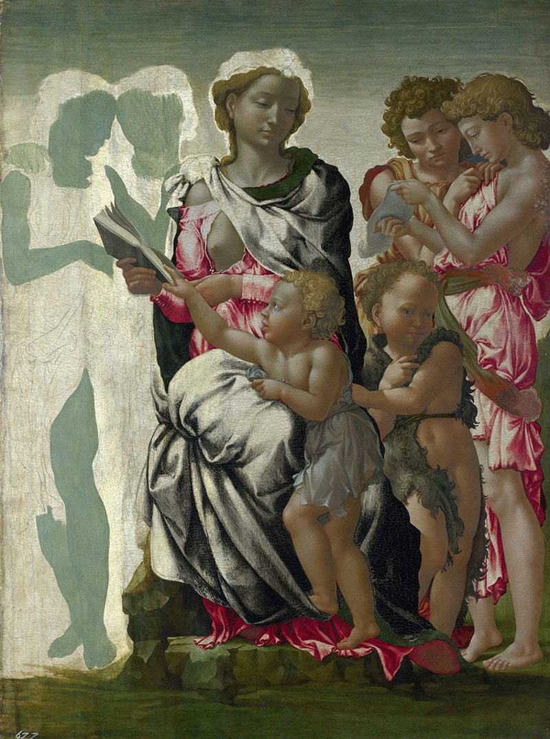 米开朗基罗高清作品《圣约翰和天使的圣母子女 曼彻斯特》