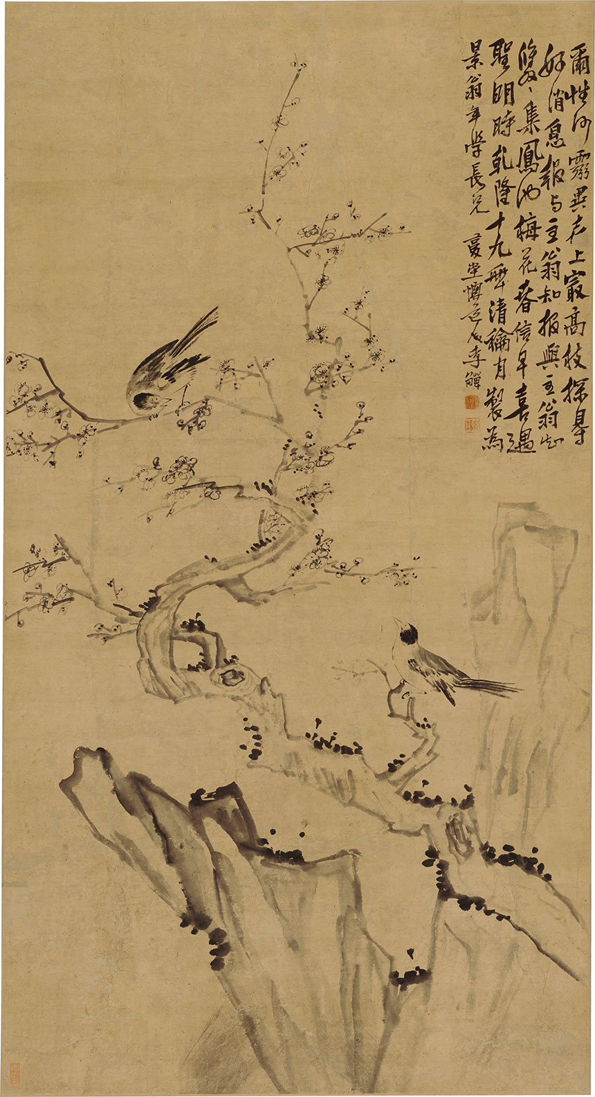 清·李鱓《喜上梅梢图》
86x158cm 绢本设色 天津博物馆藏