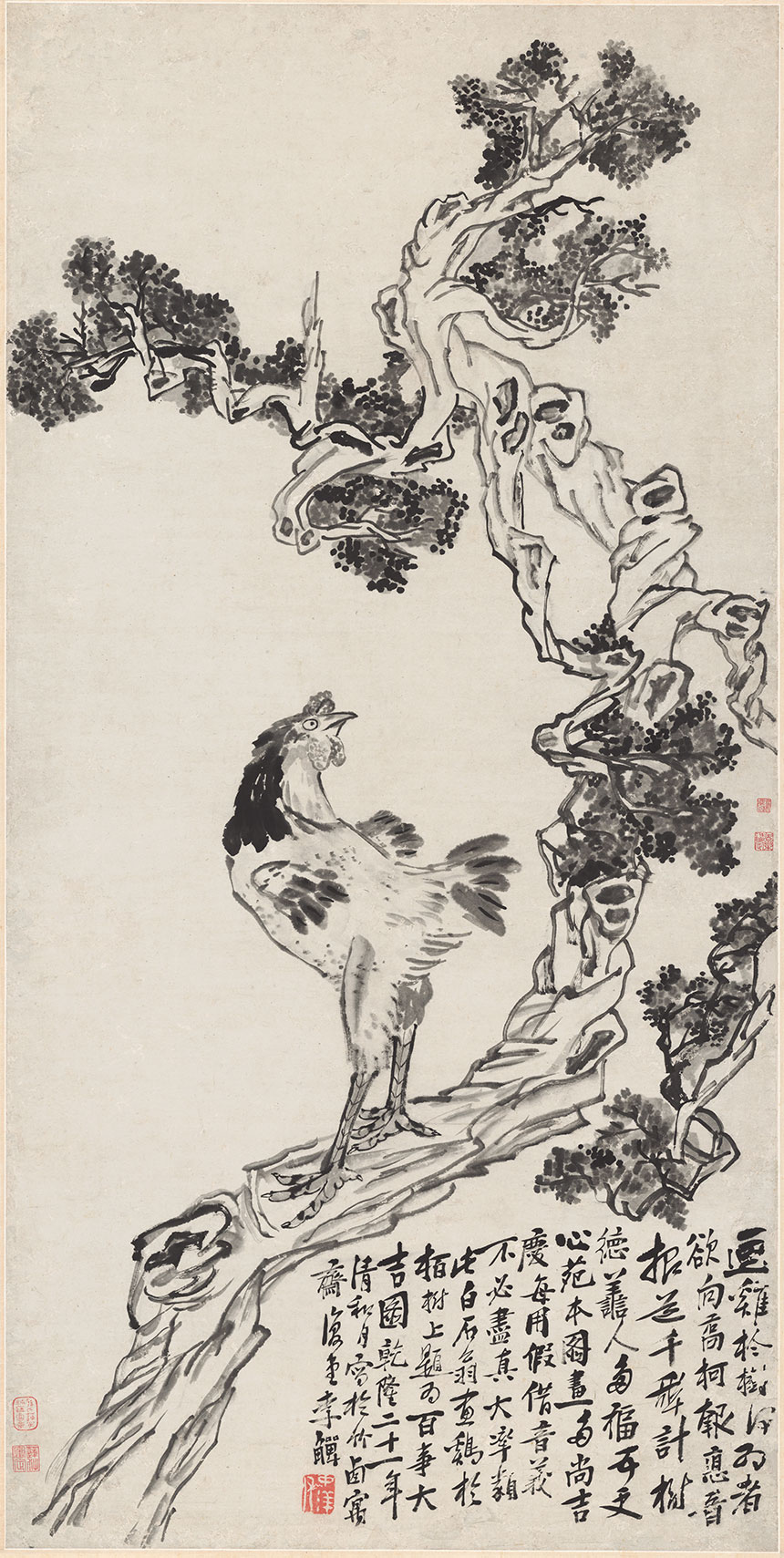 清·李鱓《百事大吉图》
62x122cm 纸本墨笔 安徽省博物馆藏