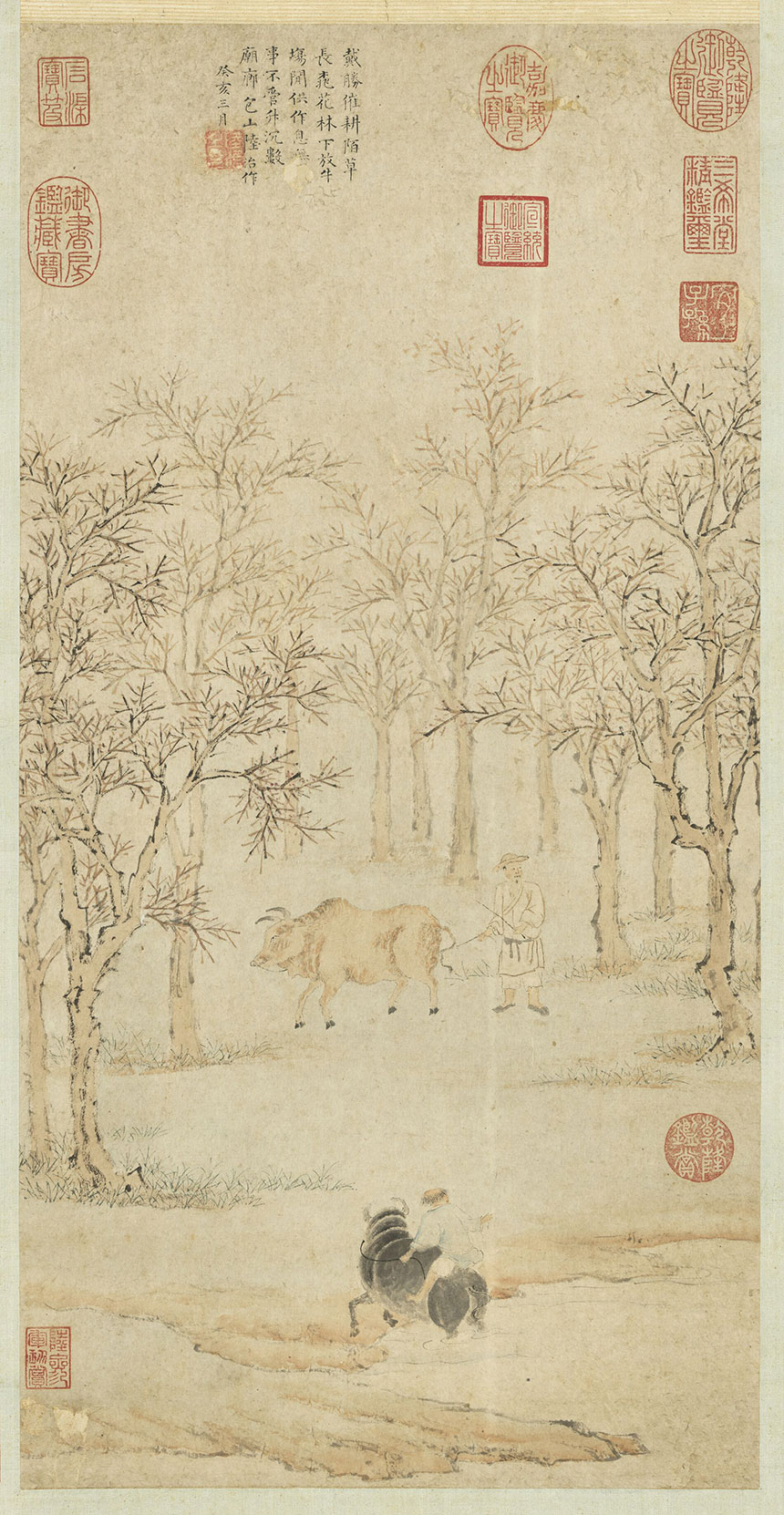 明·陆治《春耕图》
纸本 设色 立轴 59.4x30 厘米
台北故宫博物院藏
