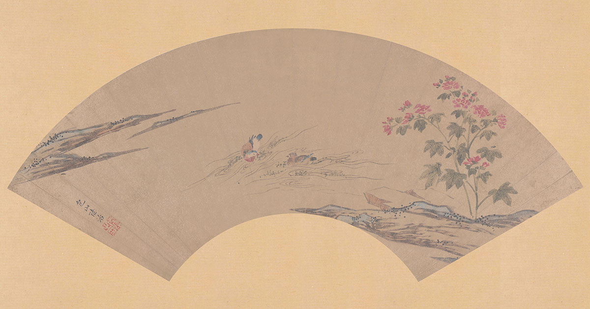 明·陆治《花鸟扇面》
纸本 31x61厘米