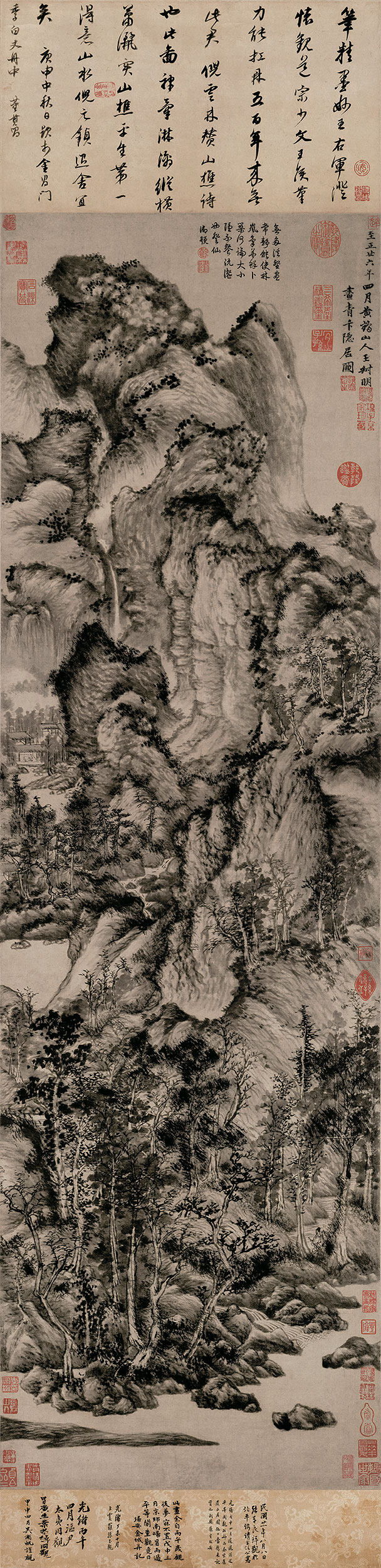 [元] 王蒙《青卞隐居图》
纸本 水墨 140.6x42.2 厘米

上海博物馆藏